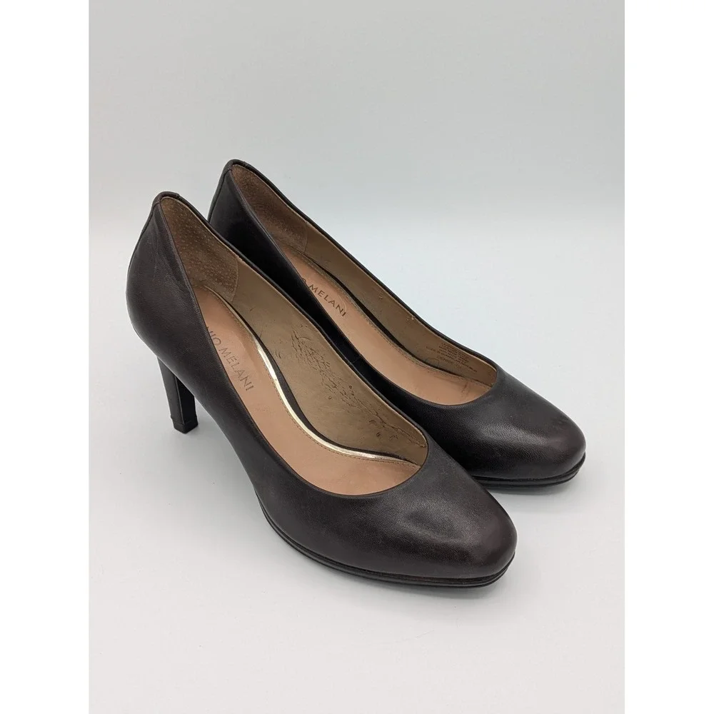 Antonio Melani Leather Platform Pumps 7 Chic Brownish Black Professional Classic